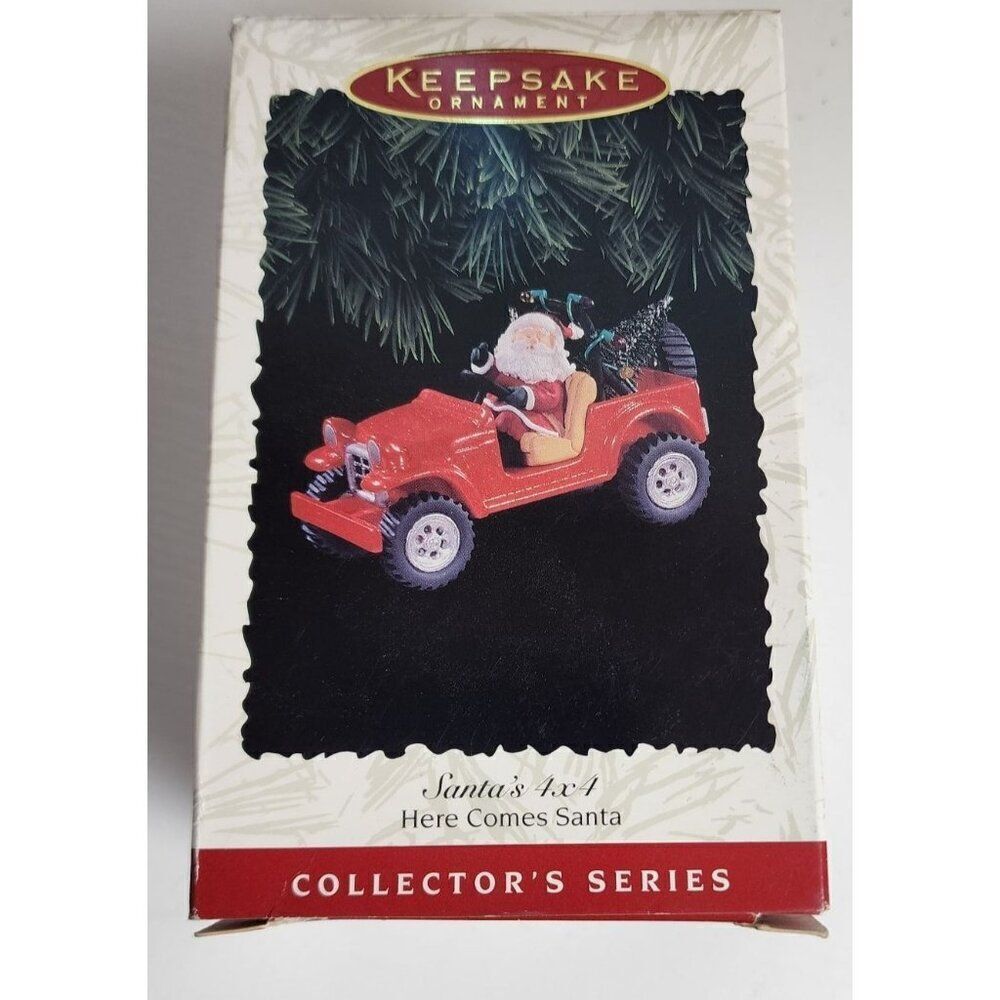 Hallmark Vintage  Santa's 4X4 Christmas Ornament in the Here Comes Santa Line.
